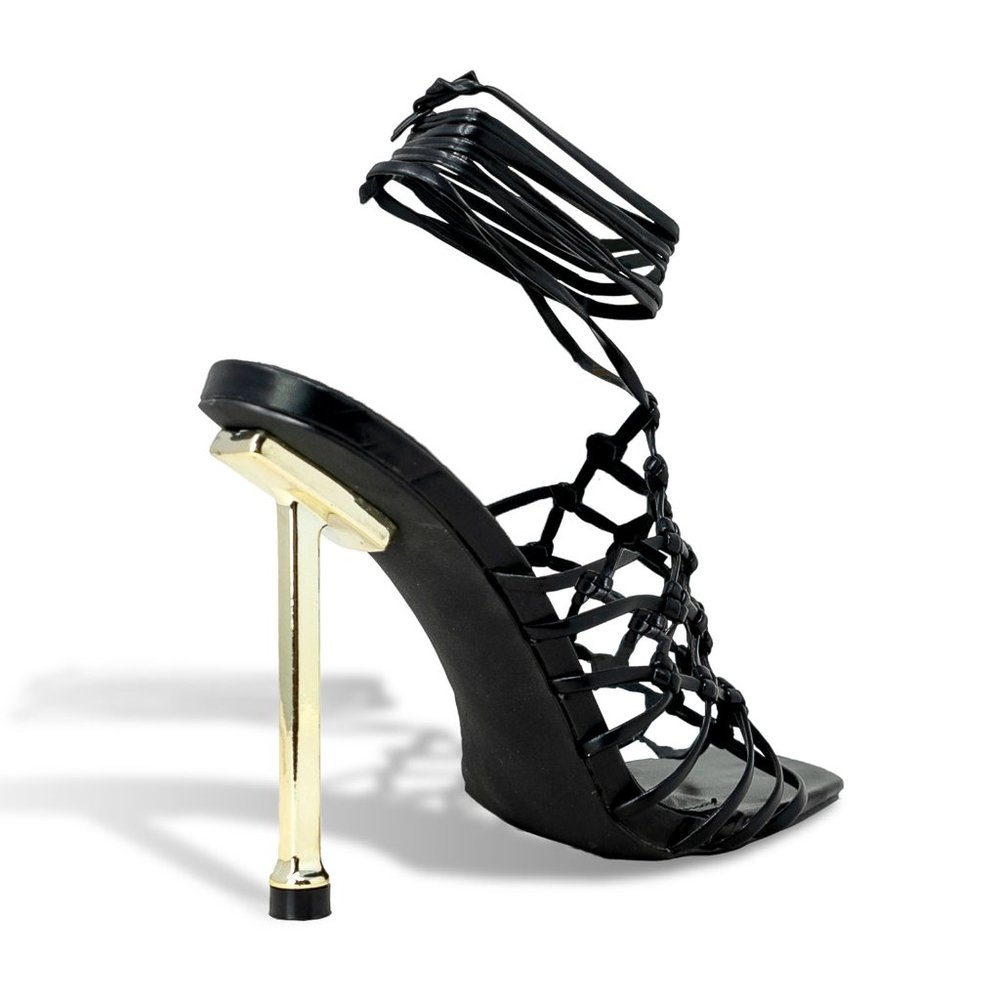 Wrap Up Caged Woven Strap Heel - Picture 3 of 4